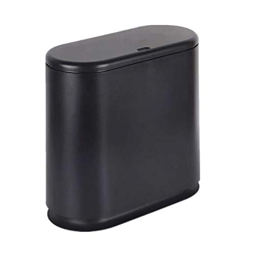IEEK 12 Liter Rectangular Plastic Trash Can with Press Top Lid,White Modern Wastebasket Thin Trash Cans,3.2 Gallon Garbage Conta