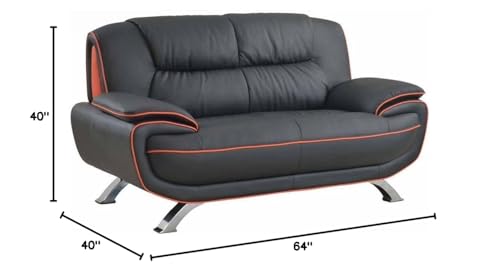 HomeRoots Decor 40-inch Sleek Black Leather Loveseat
