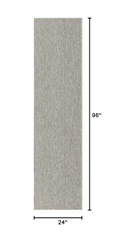 Unique Loom Collection Casual Transitional Solid Heathered Indoor/Outdoor Flatweave Area Rug (2' X 8' Runner, Light Gray/Ivory)