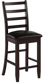 East West Furniture FAS-CAP-LC Fairwind Counter Height Barstools - Faux Leather Upholstered Wooden Chairs, Set of 2, Cappuccino