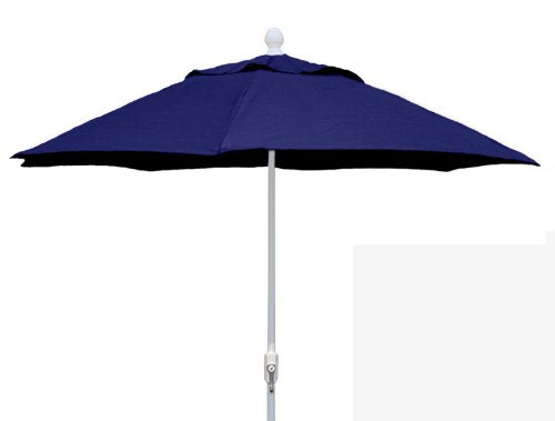 FiberBuilt Umbrellas Patio Umbrella, 7.5 Foot Navy Canopy and White Pole