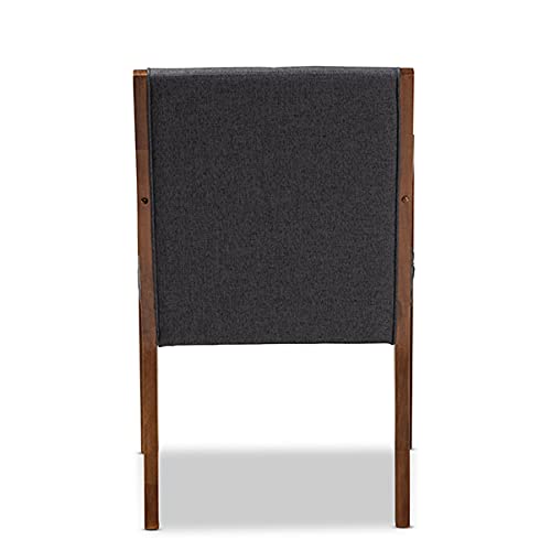 Baxton Studio Theresa Mid-Century Modern Dark Grey Fabric Upholstered and Walnut Brown Finished Wood Living Room Accent Chair (Set of 2)