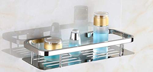 Tagve Stainless Steel Wall Mount Rectangle Bathroom Shelf Rack Shower Caddy Basket Polished Finish (12 Inch)