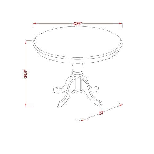 East West Furniture Amt-Mbl-Tp Antique Modern Dining Table - A Round Kitchen Table Top With Pedestal Base, 36X36 Inch, Multi-Color