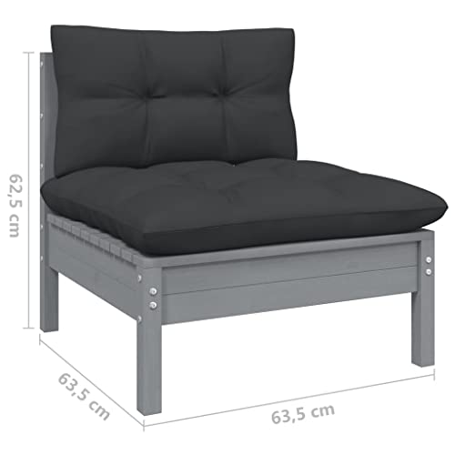 vidaXL Solid Pinewood Patio Lounge Set 7 Piece with Cushions Garden Outdoor Lawn Yard Terrace Balcony Wooden Seat Seating Furniture