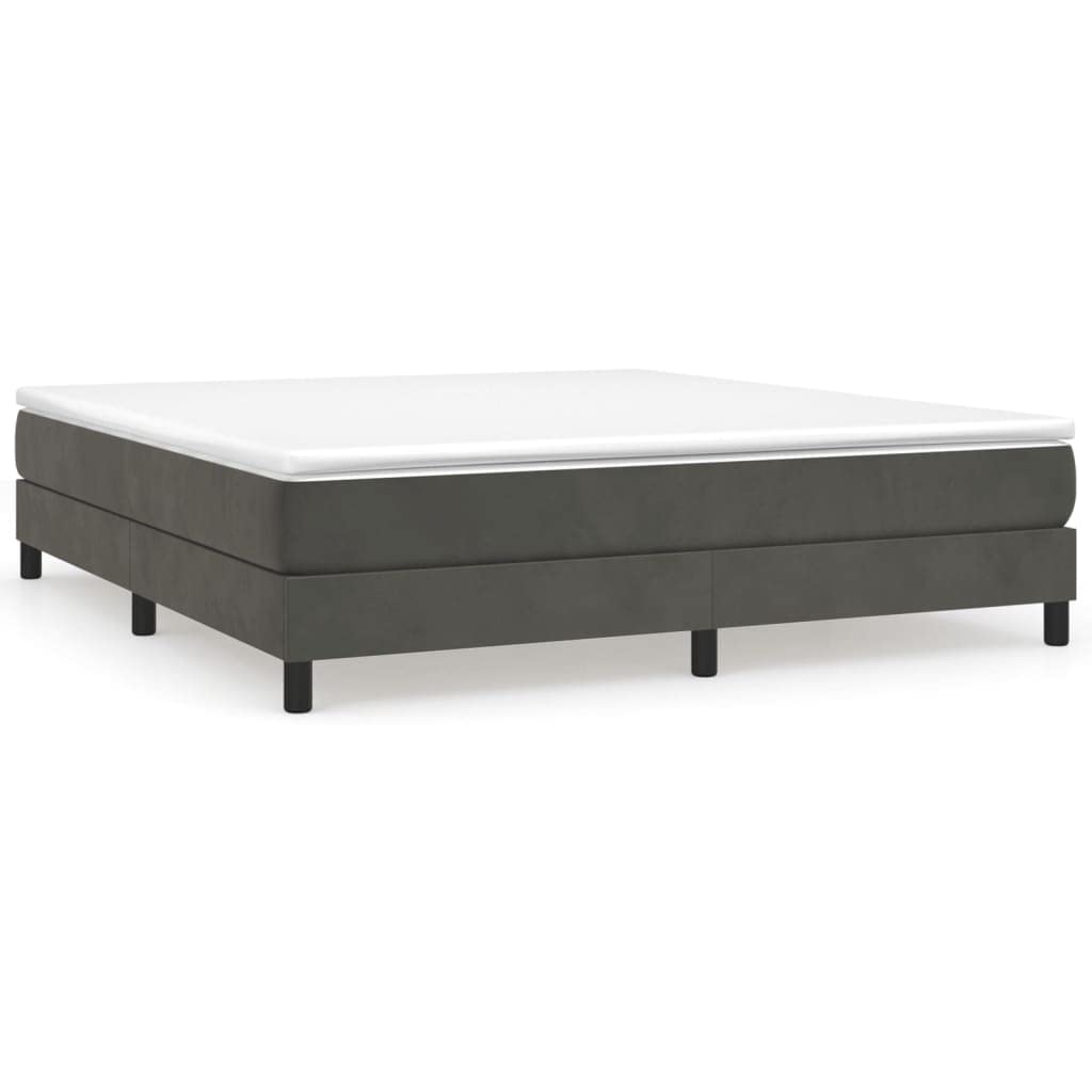vidaXL Velvet Box Spring Bed Frame, King Sized, Dark Gray, 76"x79.9", Engineered Wood, Easy Assembly, Comfortable & Durable