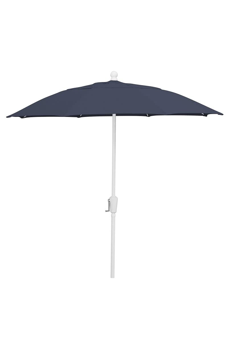 FiberBuilt Umbrellas Patio Umbrella, 9 Foot Navy Canopy and White Pole