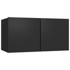vidaXL TV Cabinet Set 7 Piece Home Indoor Living Room Hanging Wall-Mounted Stereo Plasma HiFi Cabinet TV Unit Furniture Black Engineered Wood