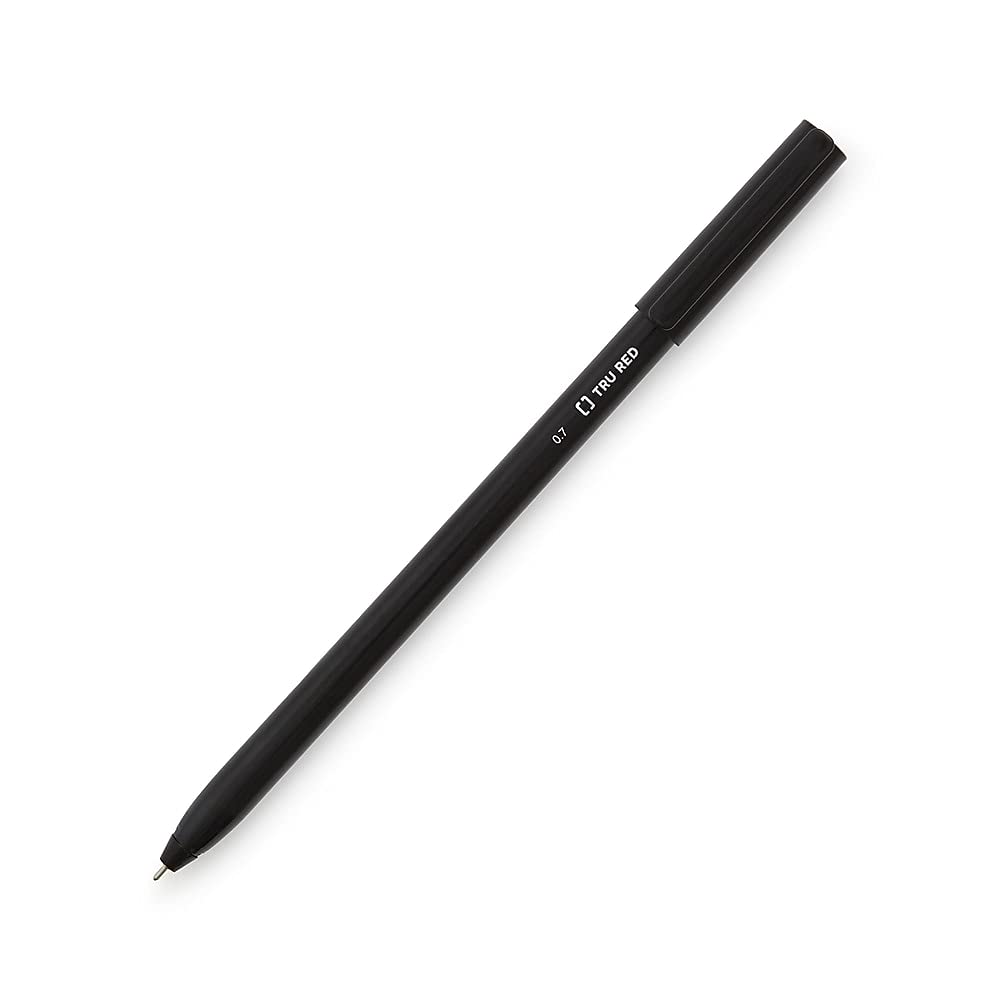 Staples Tru Red Ballpoint Pen Fine Point 0.7Mm Black Dozen
