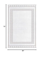Mad Mats Geometric Outdoor Rug, Reversible Plastic Mat (6' X 9', Border - White/Sand)