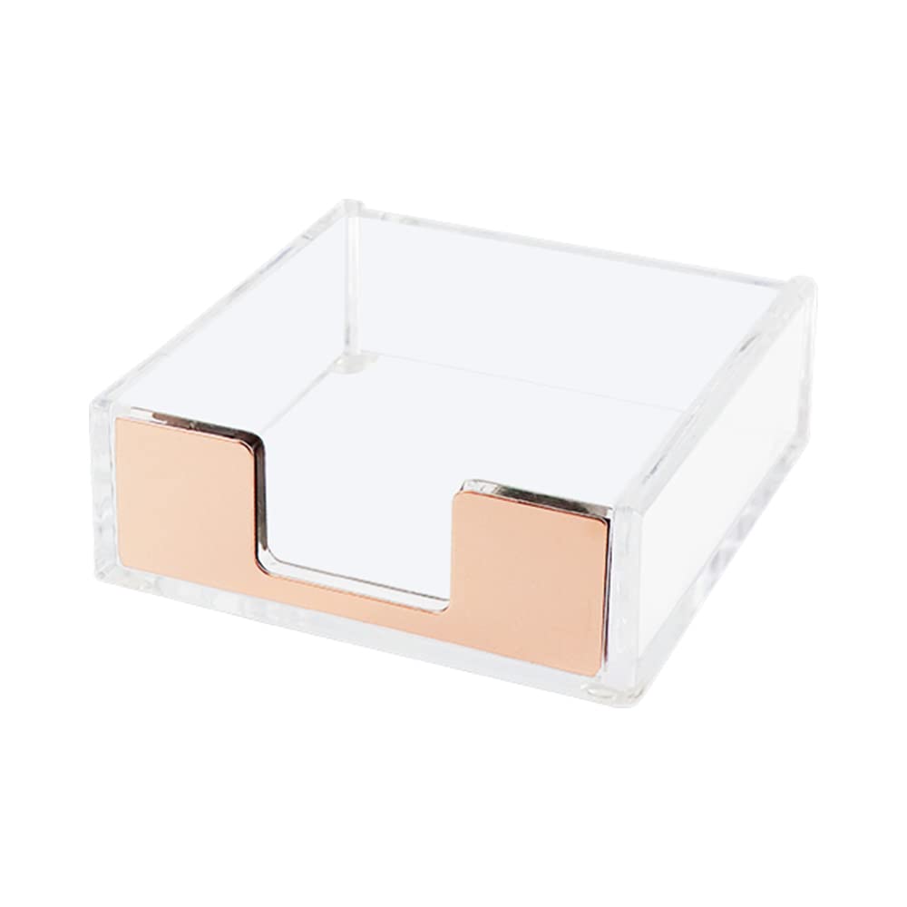Natsumebasics Rose Gold Sticky Note Holder Clear Post Note Holder Acrylic Memo Pad Holder Dispenser For Office Essentials Aesthe