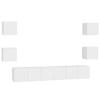vidaXL TV Cabinet Set 7 Piece Home Indoor Living Room Entertainment Center Stereo HiFi Cabinet Media Unit Furniture White Engineered Wood