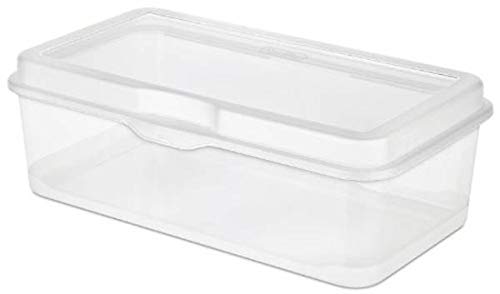Sterilite Large FlipTop, Stackable Small Storage Bin with Hinging Lid, Plastic Container to Organize Desk at Home, Classroom, Of
