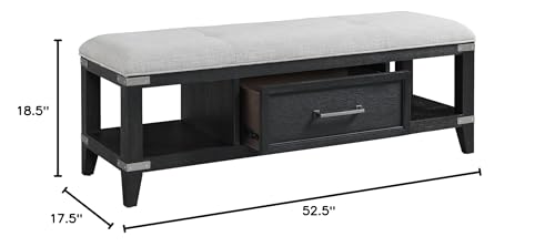 Intercon Laguna Bedroom 52" Wide Bench with Drawer, Weathered Steel