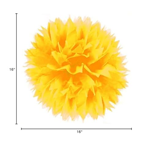 Amscan Fluffy Paper Decorations, 16'', Yellow