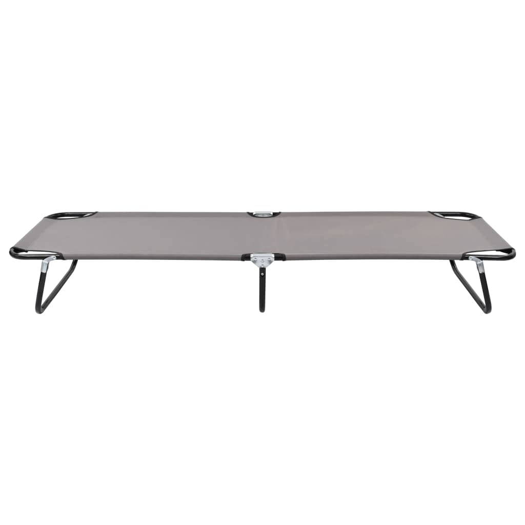 vidaXL Foldable Patio Camping Bed, Gray - Lightweight Outdoor Sun Lounger with Powder-Coated Steel Frame, 600D Polyester Fabric with PE Coating, Great Stability, Easy Storage and Transport, 264.6 ...