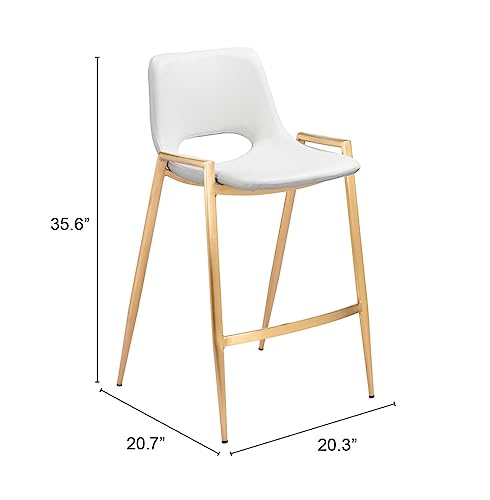 Zuo Desi Counter Stool White & Gold