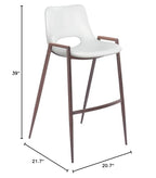 Zuo Modern Bar Chair (Set of 2) White Desi