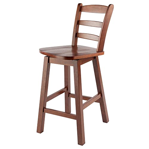 Ergode Wood Ivy Counter Stool | Farmhouse Charm | Weathered Finish | Solid Wood | Stable & Comfortable | (94104-VV, Walnut)