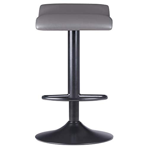 Ergode Wood Tarah Adjustable Swivel Stools - Slate Gray Faux Leather Seat, Height Adjustable, Backless Cushioned Seats, 360-Degree Swivel, Sturdy Metal Construction - Set of 2