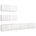 vidaXL TV Cabinet Set 4 Piece Living Room Bedroom Furniture HiFi Stereo Cabinet TV Stand Media Entertainment Center Engineered Wood High Gloss White
