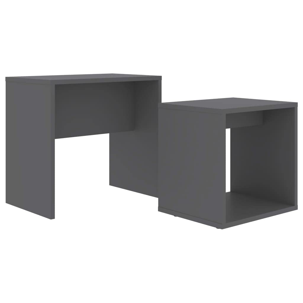 vidaXL Contemporary Nesting Coffee Table Set, Gray Engineered Wood, Multi-use Side Tables, Small Flat Suitable, Easy Assembly an