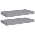 vidaXL Set of 2 Floating Wall Shelves - 19.7"x9.1"x1.5" Gray Modern Design Honeycomb MDF and Metal Frame - Invisible Mounting System - Home Decor Display and Storage Shelves