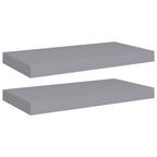 vidaXL Set of 2 Floating Wall Shelves - 19.7"x9.1"x1.5" Gray Modern Design Honeycomb MDF and Metal Frame - Invisible Mounting System - Home Decor Display and Storage Shelves