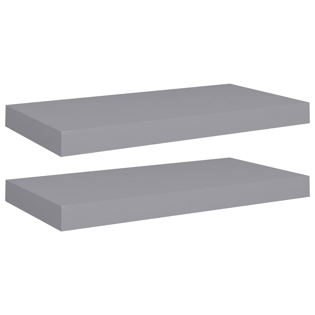 vidaXL Set of 2 Floating Wall Shelves - 19.7"x9.1"x1.5" Gray Modern Design Honeycomb MDF and Metal Frame - Invisible Mounting System - Home Decor Display and Storage Shelves