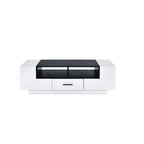 Acme Armour 1-Drawer Wooden Coffee Table with Compartments in White and Black