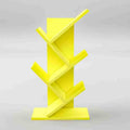Nikita Wood Solid Wood Tree 6 Tier Storage Corner Book Shelf For Living Room Wooden Book Organiser For Library Home (Yellow Fini