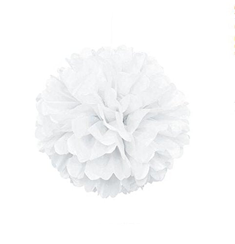 10Pcs White Tissue Hanging Paper Pom-Poms, Hmxpls Flower Ball Wedding Party Outdoor Decoration Premium Tissue Paper Pom Pom Flow