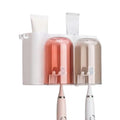 KNIFERY WallMounted Toothbrush Holder with 2 Cups and Toothpaste Slot