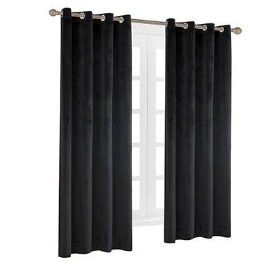 Cherry Home Luxury Velvet Blackout Curtains Panels With Grommet Draperies Eyelet 52Wx72L Inch Black, 2 Panels For Theater,Bedroo