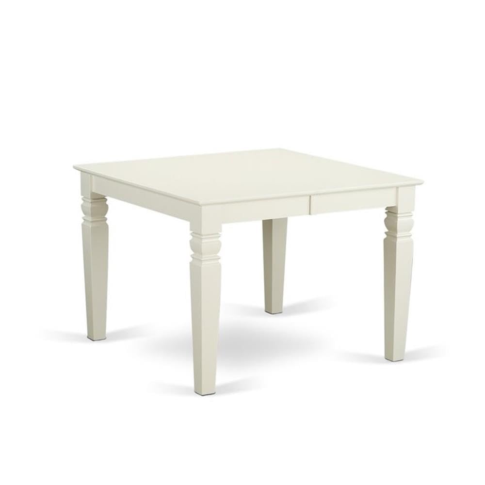 East West Furniture WEIP7-WHI-C 7Pc Dinette Set Includes a Rectangular Kitchen Table with Butterfly Leaf and Six Linen Seat Dining Chairs, White Finish