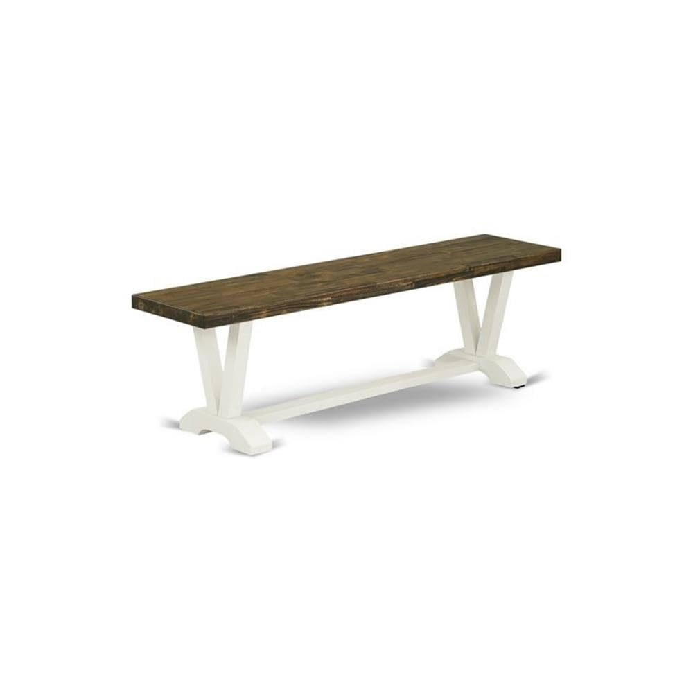 East West Furniture V2-076 3 Piece Dining Set Contains a Rectangle Dining Room Table with V-Legs and 2 Kitchen Bench, 36x60 Inch, Multi-Color