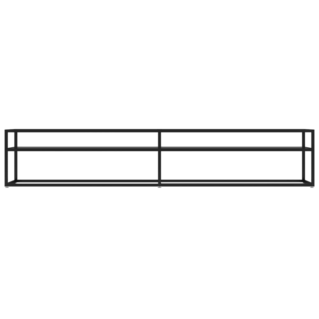 vidaXL Black TV Cabinet with Tempered Glass and Powder-Coated Steel - Sleek, Streamlined Design - Ample Storage Space 86.6"x15.7"x15.9"