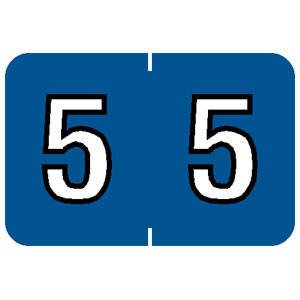 Tabbies Barkley Nbkm Compatible 91600 Series Numeric Labels, Blue '5', 1   H X 1-1/2   W Label Size, Filing Color Code System,