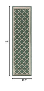 Safavieh Courtyard Collection Runner Rug - 2'3' X 8', Dark Green & Beige, Trellis Design, Non-Shedding & Easy Care, Indoor/Outdoor & Washable-Ideal For Patio, Backyard, Mudroom (Cy6918-322)