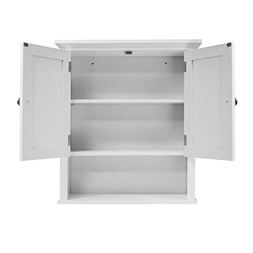 American Furniture Classics 25514 Os Home And Office Two Door Wall Cabinet With Shelves, Two Door, White, 1 Cabinet