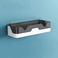 WallMounted Bathroom Shelf, NoDrill Adhesive, Plastic Storage Organiser, Grey And White