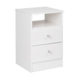 Prepac Astrid Simplistic Nightstand with 2 Drawers and Open Shelf, Functional Bedside Table with Acrylic Knobs 15.5 D x 16 W x 2