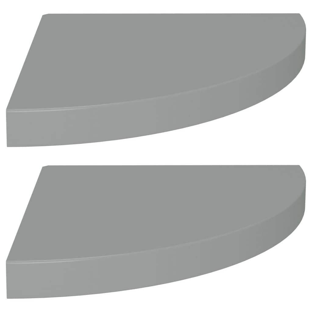 Vidaxl Floating Corner Shelves, Gray  Set Of 2 Durable Honeycomb Mdf/Metal Shelves With Invisible Mounting System, Easy To Inst