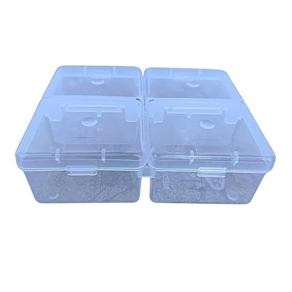 AANIJ 4 in 1 (with 4 Lid) Small Plastic Boxes for Storage of Multipurpose Things Transparent Square For Multi use at home, offic