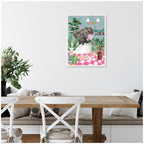 Sylvie Maximalist Bathroom Elephant Bubblegum Framed Canvas by Honey Island Studio