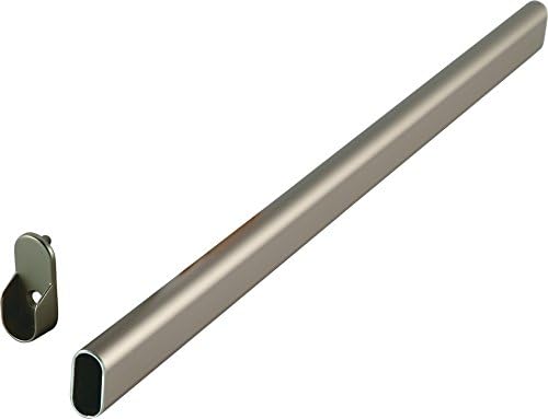 Top Shelf Hardware Oval Closet Rod with End Supports (Satin Nickel, 24 Wide Space)