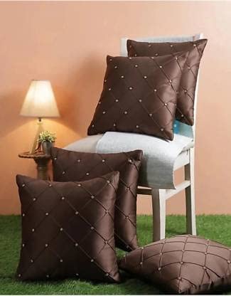 Decor India Cushion Covers 16X16 Inch Striped Diamond Set Of 5 Satin Throw/Pillow/Case Cover Used For Home Decorative Sofa Bedro
