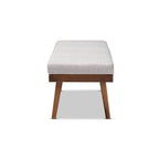 Baxton Studio Larisa Mid-Century Modern Grayish Beige Fabric Upholstered Wood Bench