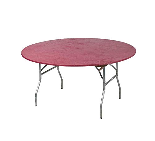 Kwik-Covers 60' Round Fitted Plastic Table Covers, Bundle Of 5 (Maroon)
