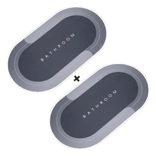 2 PCS Soft sillicon Super Absorbent Door Mats (40x60) Bath Mat Anti Skid Quick Drying Bathroom & Water Absorbent Carpets Kitchen